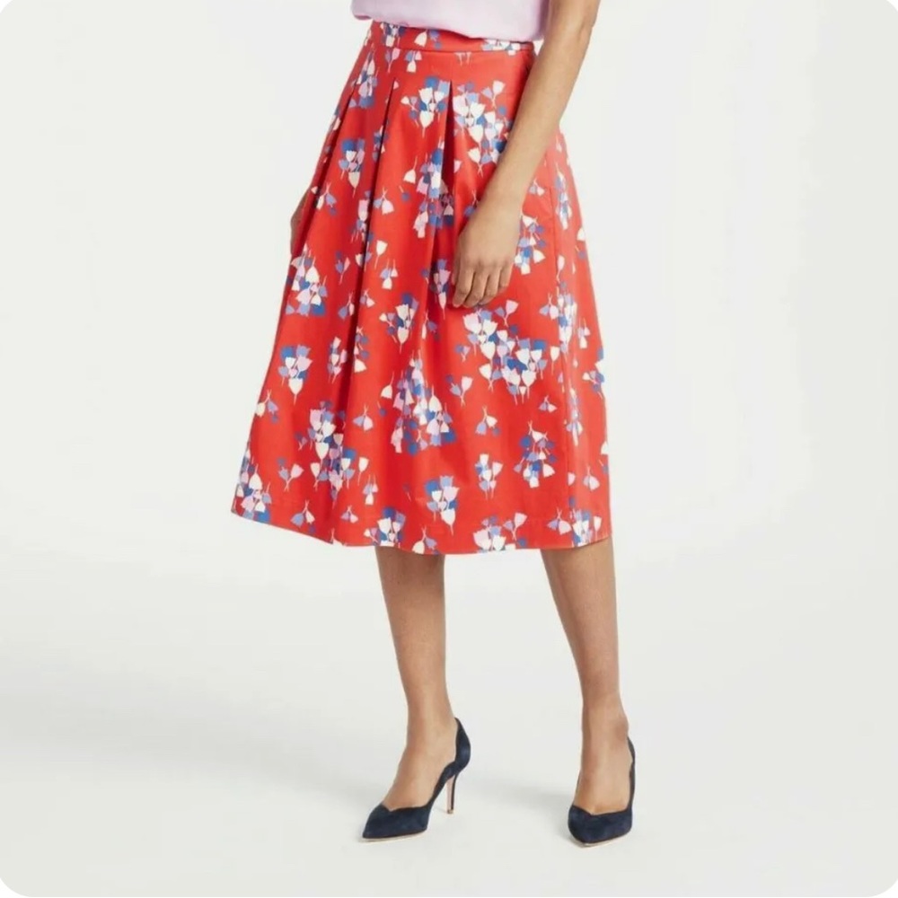 Boden LOLA Red Tulip Print Lined Cotton Skirt Size 4R Women’s NWOT